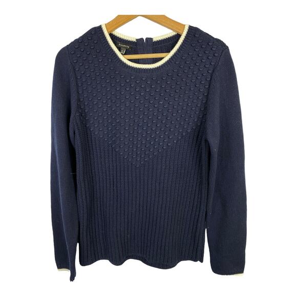 Talbots Womens Textured Popcorn 100% Cotton Tight Knit Sweater Blue size Medium - Picture 1 of 8